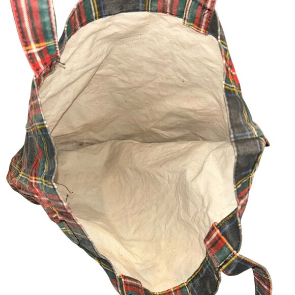 J. crew Stewart plaid print distressed look cotton tote bag HOLIDAY - Picture 2 of 6
